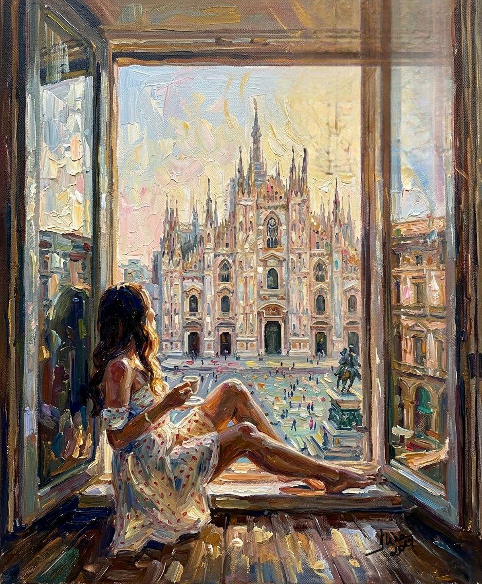 ArteDiAlina.com painting: One day in Milan